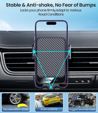 Wireless Car Charger 15W Fast Charging Dash Windshield Vent Car Mount