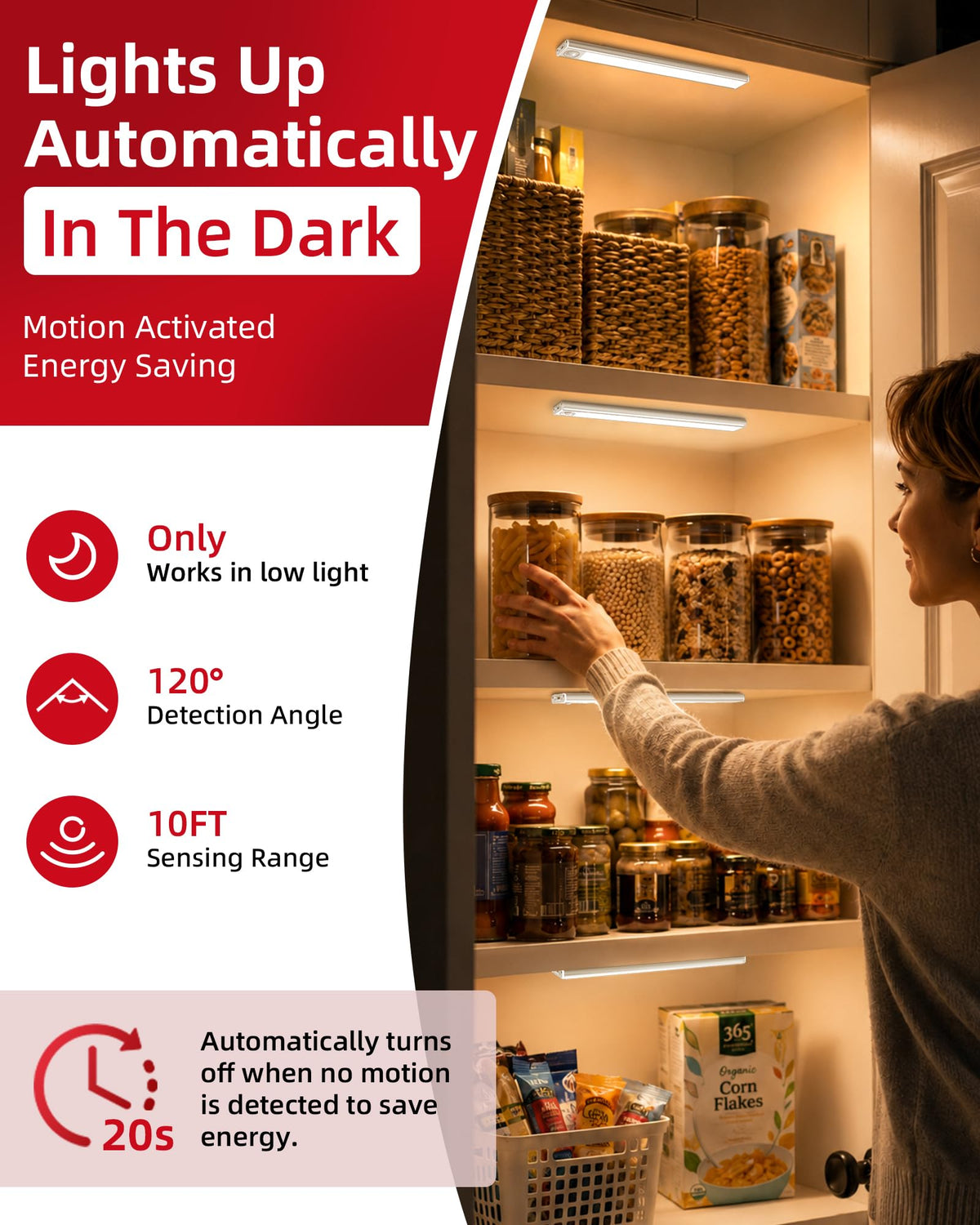 Under Cabinet Lighting 6 Pack, Rechargeable Motion Sensor Closet Lights