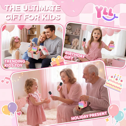 YLL Karaoke Machine for Kids, Birthday Gifts for Girls 3 4 5 6 7+Years Old