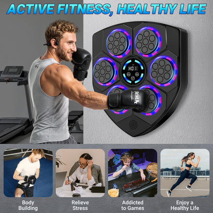 TGLLM Music Boxing Machine, Interactive Punching Trainer with Boxing Gloves, Large Size Wall Mounted Electronic Boxing Target for Adult Kids, 9 Modes & 9 Speeds