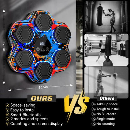 TGLLM Music Boxing Machine, Interactive Punching Trainer with Boxing Gloves, Large Size Wall Mounted Electronic Boxing Target for Adult Kids, 9 Modes & 9 Speeds