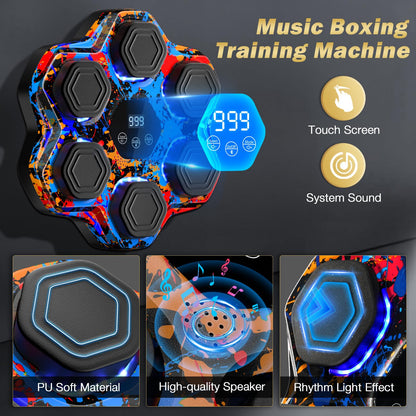 TGLLM Music Boxing Machine, Interactive Punching Trainer with Boxing Gloves, Large Size Wall Mounted Electronic Boxing Target for Adult Kids, 9 Modes & 9 Speeds