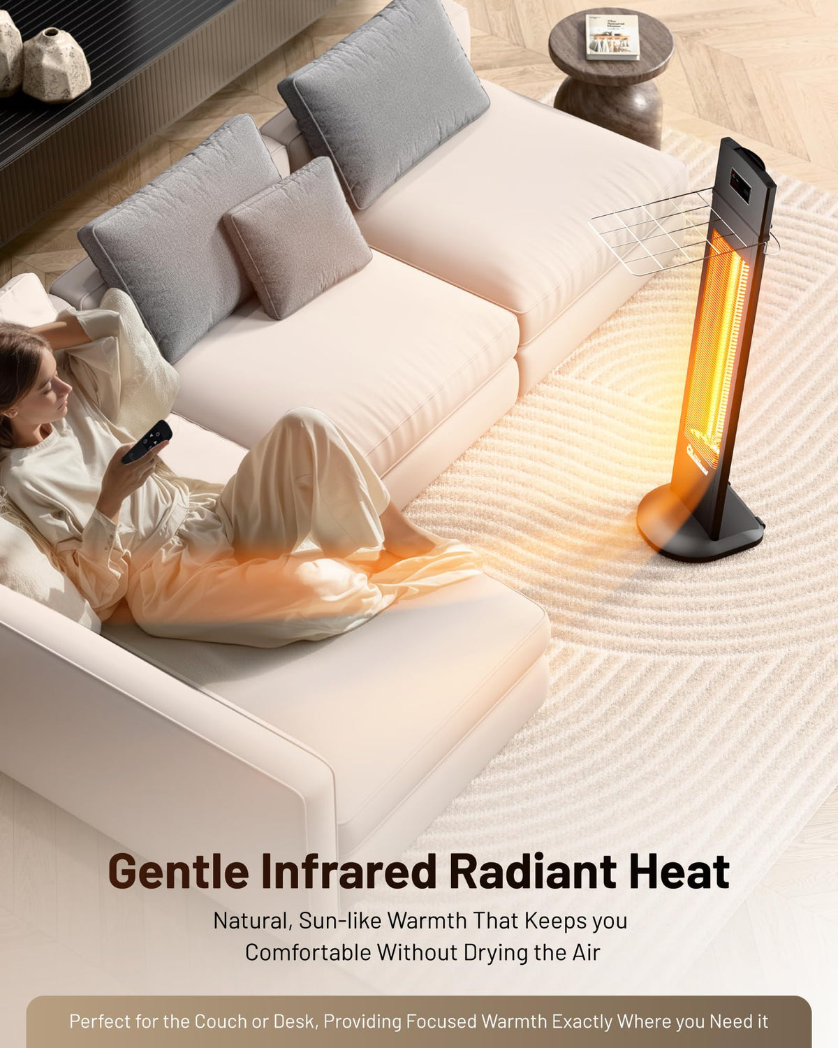 DR. INFRARED HEATER Portable Infrared Indoor and Outdoor Space Heater for Patio, Garage, Commercial & Residential With Remote Control, With Thermostat, Black