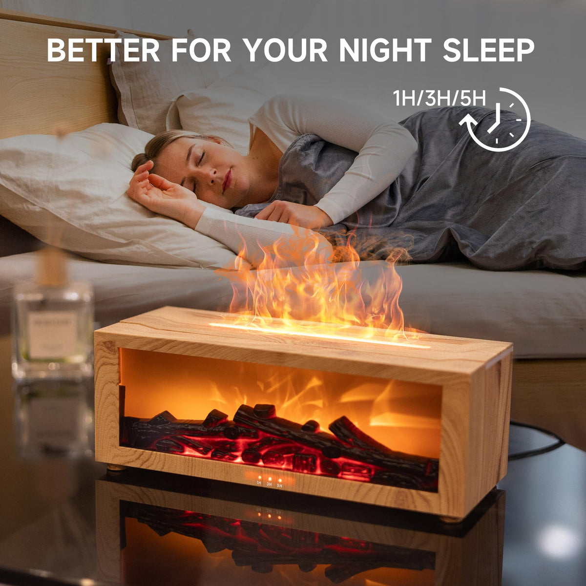 Flame Diffuser Humidifier, Essential Oil Diffuser with Fireplace Effect