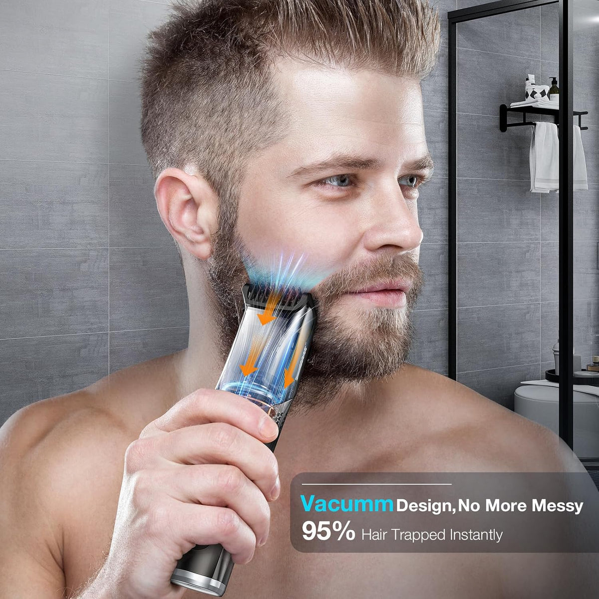 Beard Trimmer with Vacuum for Men, Adjustable 1-20mm