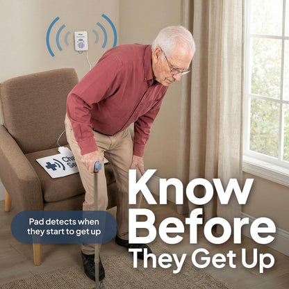 Chair Alarm for Elderly, Fall Prevention Seat Sensor Pad with Caregiver Alert