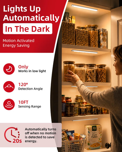 Under Cabinet Lighting 6 Pack, Rechargeable Motion Sensor Closet Lights