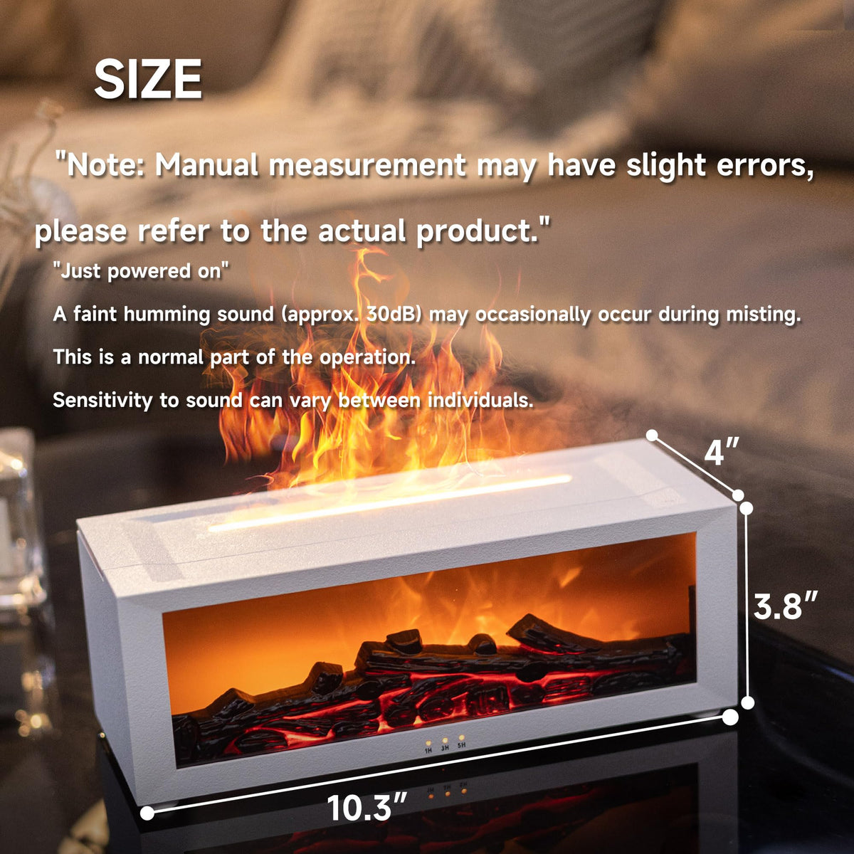 TMEHM Essential Oil Diffuser Humidifier with Fireplace Flame Effect