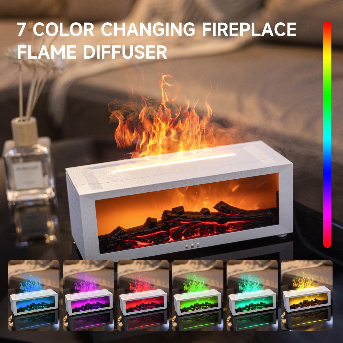 TMEHM Essential Oil Diffuser Humidifier with Fireplace Flame Effect
