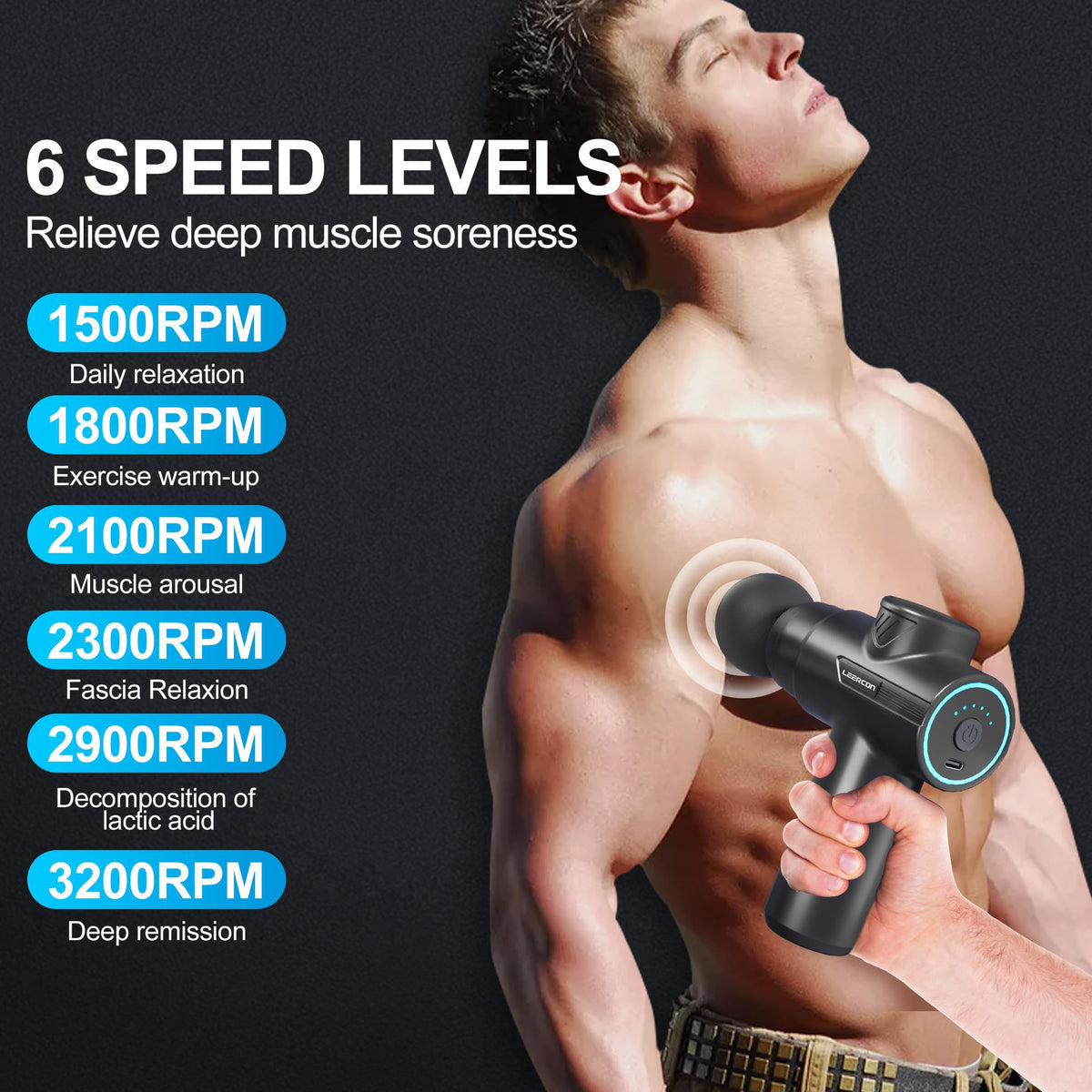 LEERCON Massage Gun Deep Tissue Mini Muscle Back Massager for Pain Relief
