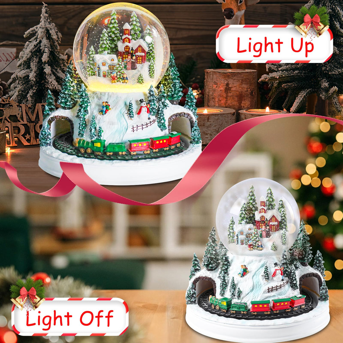 Musical Snow Globe with Color Changing LED Lights, Snowman Music Box