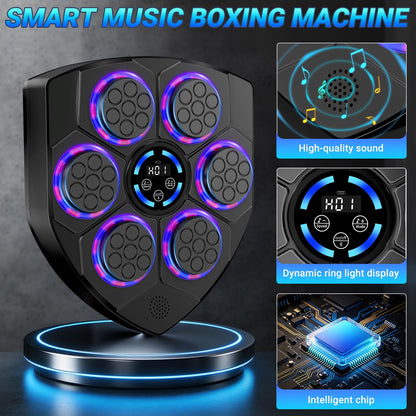 TGLLM Music Boxing Machine, Interactive Punching Trainer with Boxing Gloves, Large Size Wall Mounted Electronic Boxing Target for Adult Kids, 9 Modes & 9 Speeds