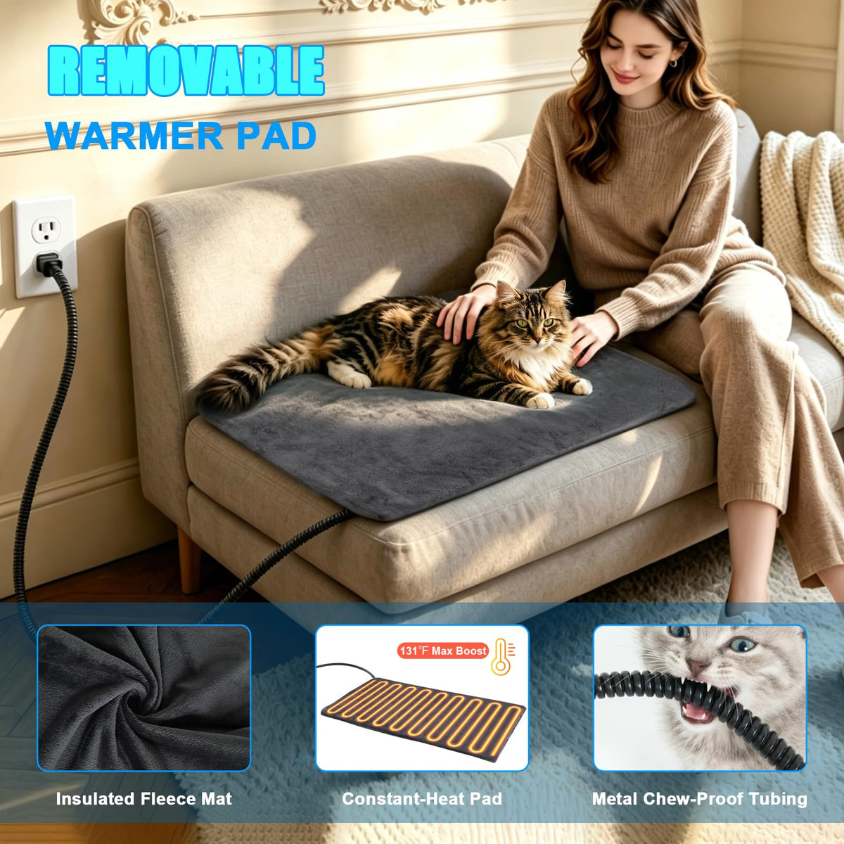 Outdoor Cat House Weatherproof, Heated Cat House, Insulated Cat House(M)