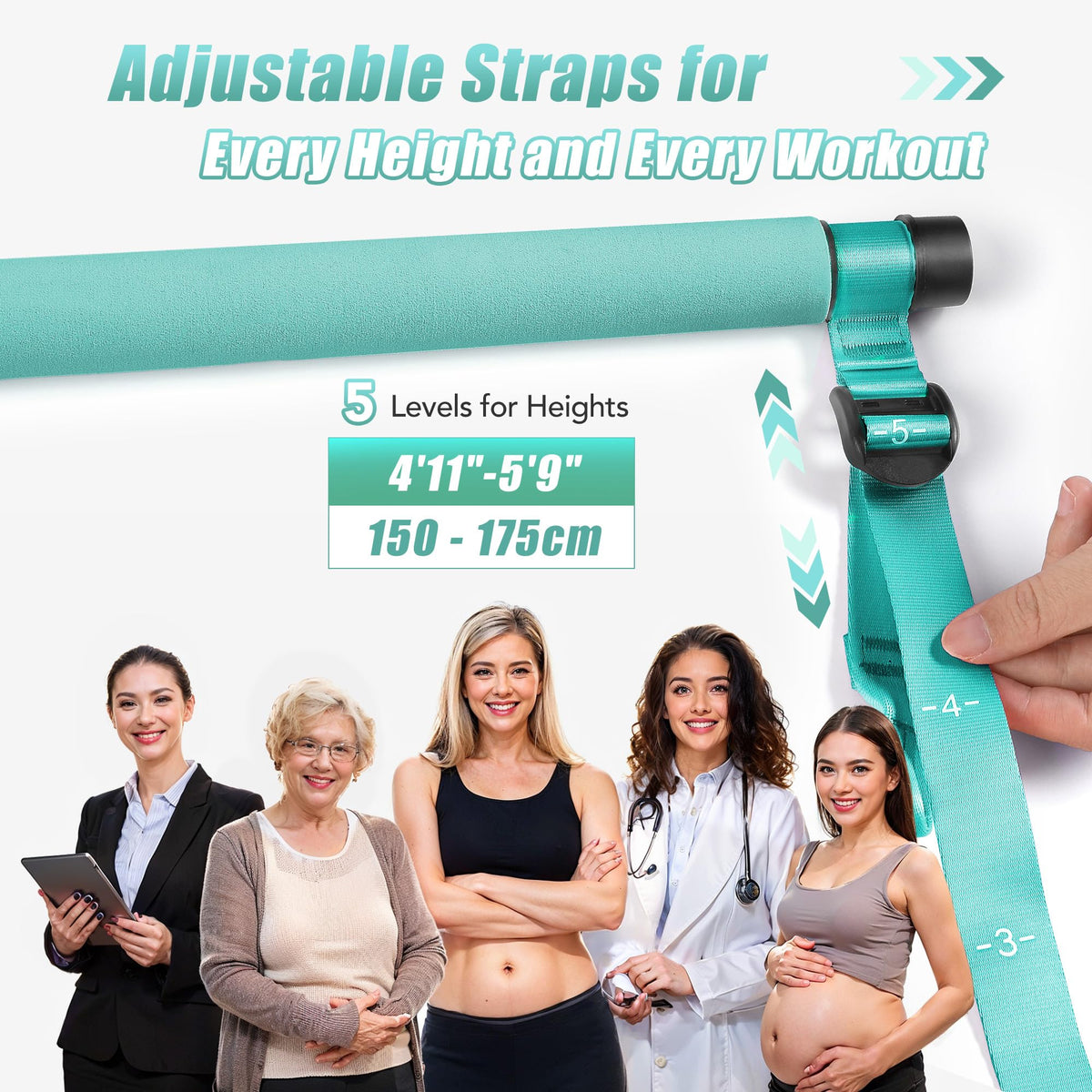 Upgraded Pilates Bar Kit with Resistance Bands Natural Latex for Women & Men, Heavy-Duty Stainless Steel Multifunctional Yoga Pilates Stick for Home Gym Exercise Fitness Equipment Full-Body Workouts