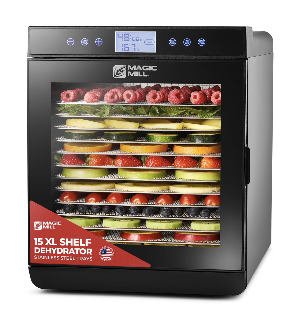 Food Dehydrator with 10 Stainless Steel Trays, 700W, Digital Timer
