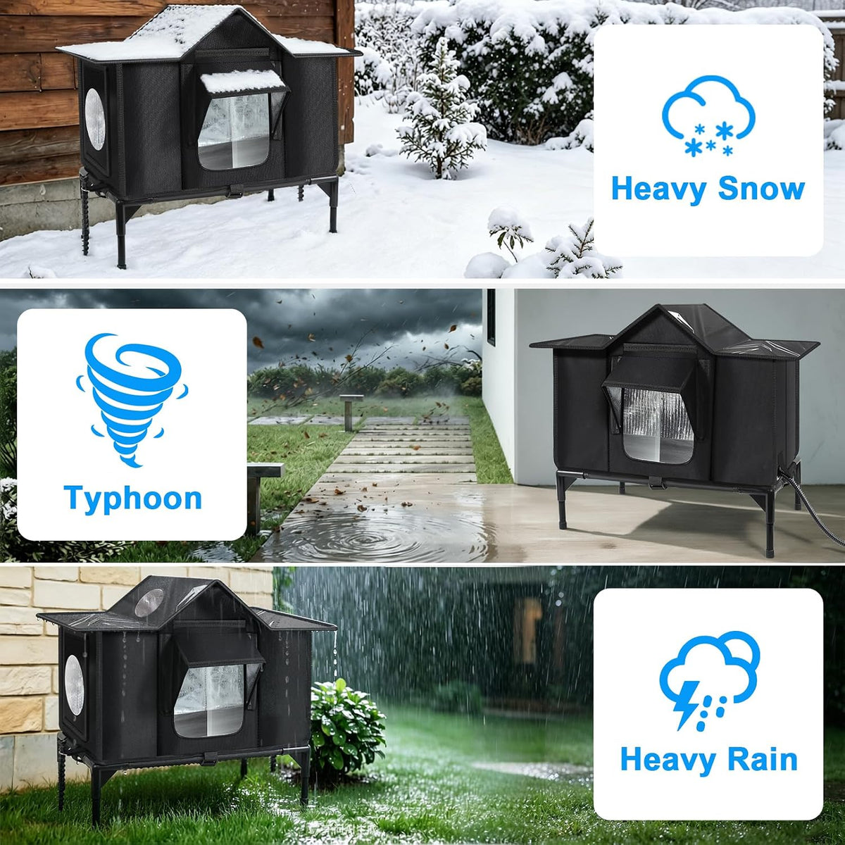 Outdoor Cat House Weatherproof, Heated Cat House, Insulated Cat House(M)