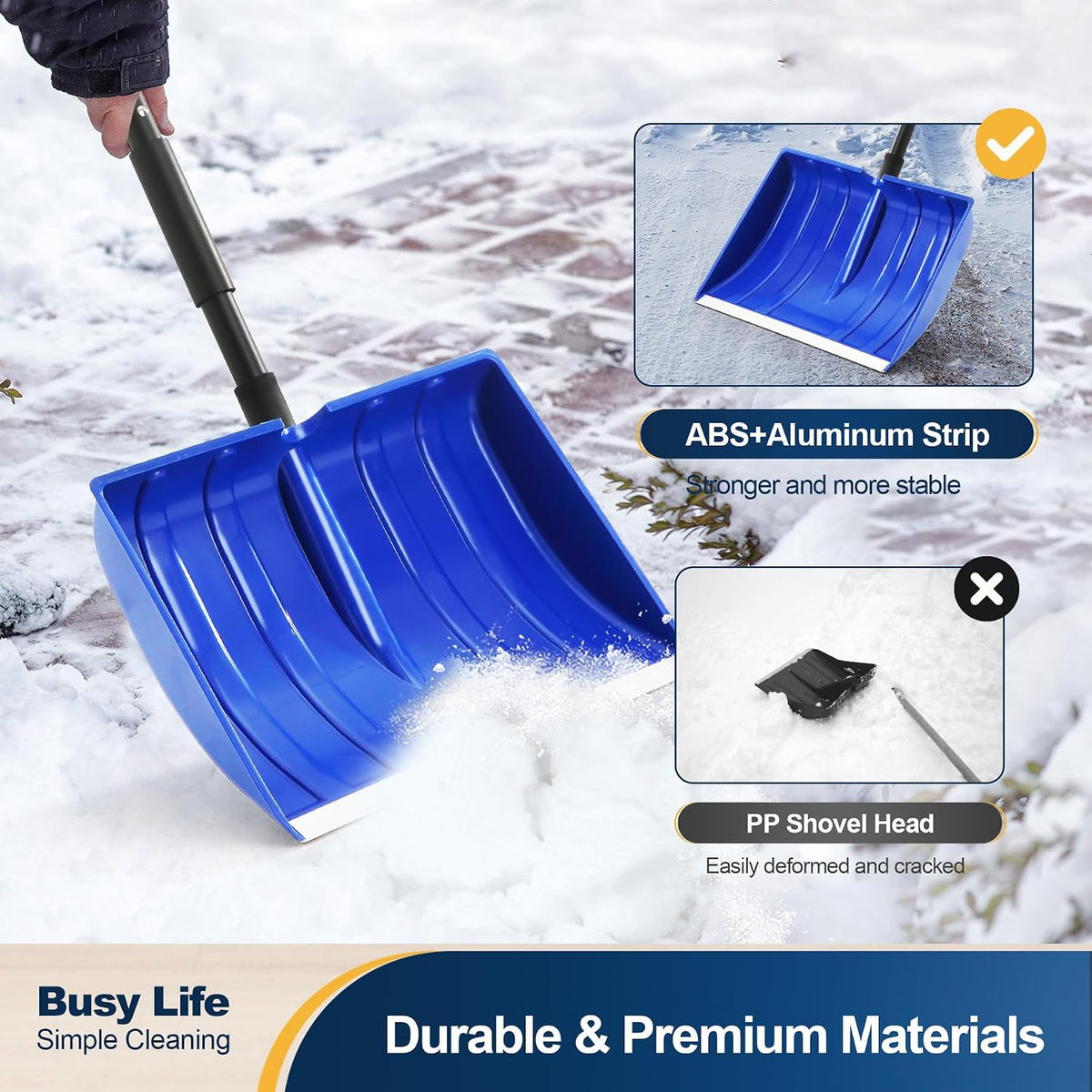 Yocada Snow Shovel for Driveway Home Garage Snow Removal 55 inch Long