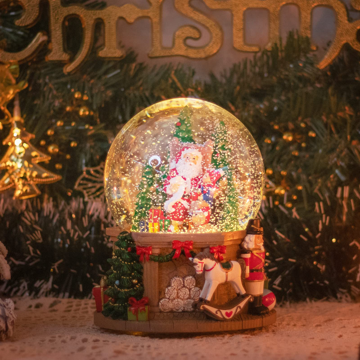 Musical Snow Globe with Color Changing LED Lights, Snowman Music Box