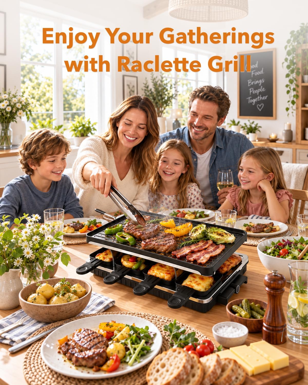 HBN Raclette Table Grill, 2-in-1 Korean BBQ Grill & Electric Griddle, 1300W