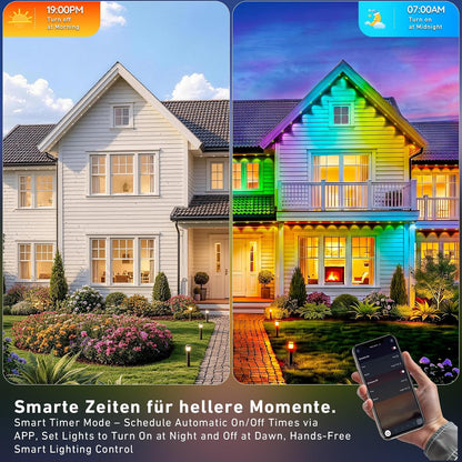 Permanent Outdoor Lights 150ft, Smart RGBIC Eave Lights, IP67 Waterproof