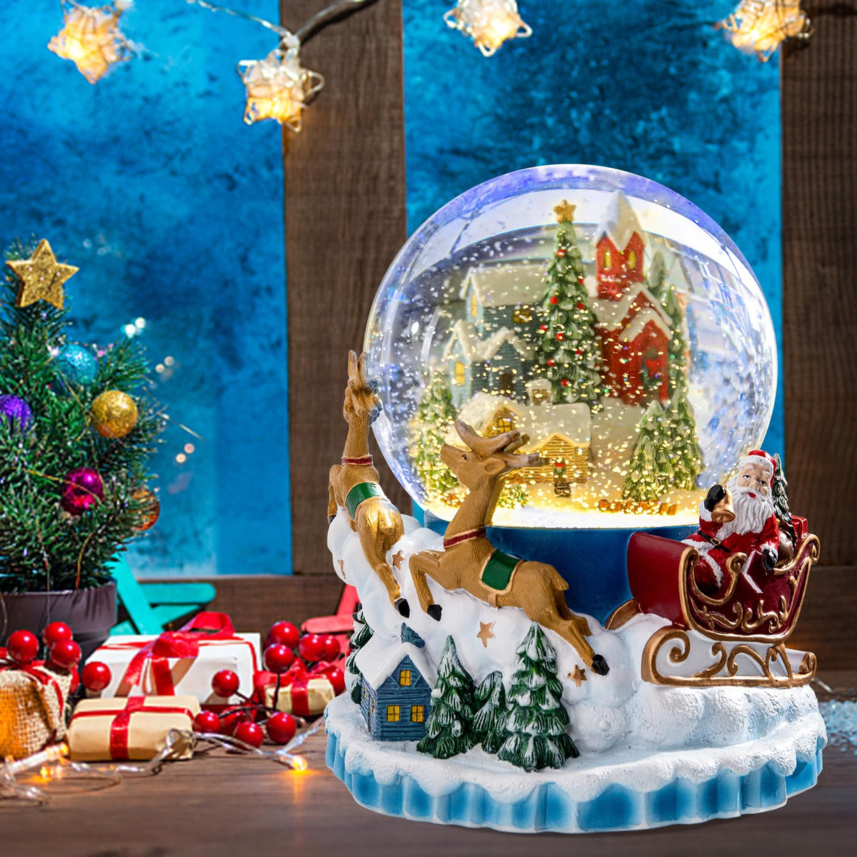 Musical Snow Globe with Color Changing LED Lights, Snowman Music Box