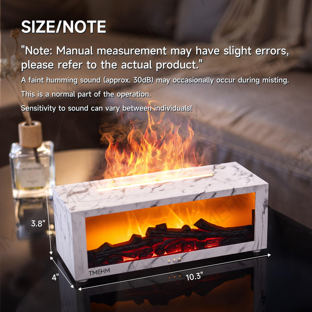TMEHM Essential Oil Diffuser Humidifier with Fireplace Flame Effect