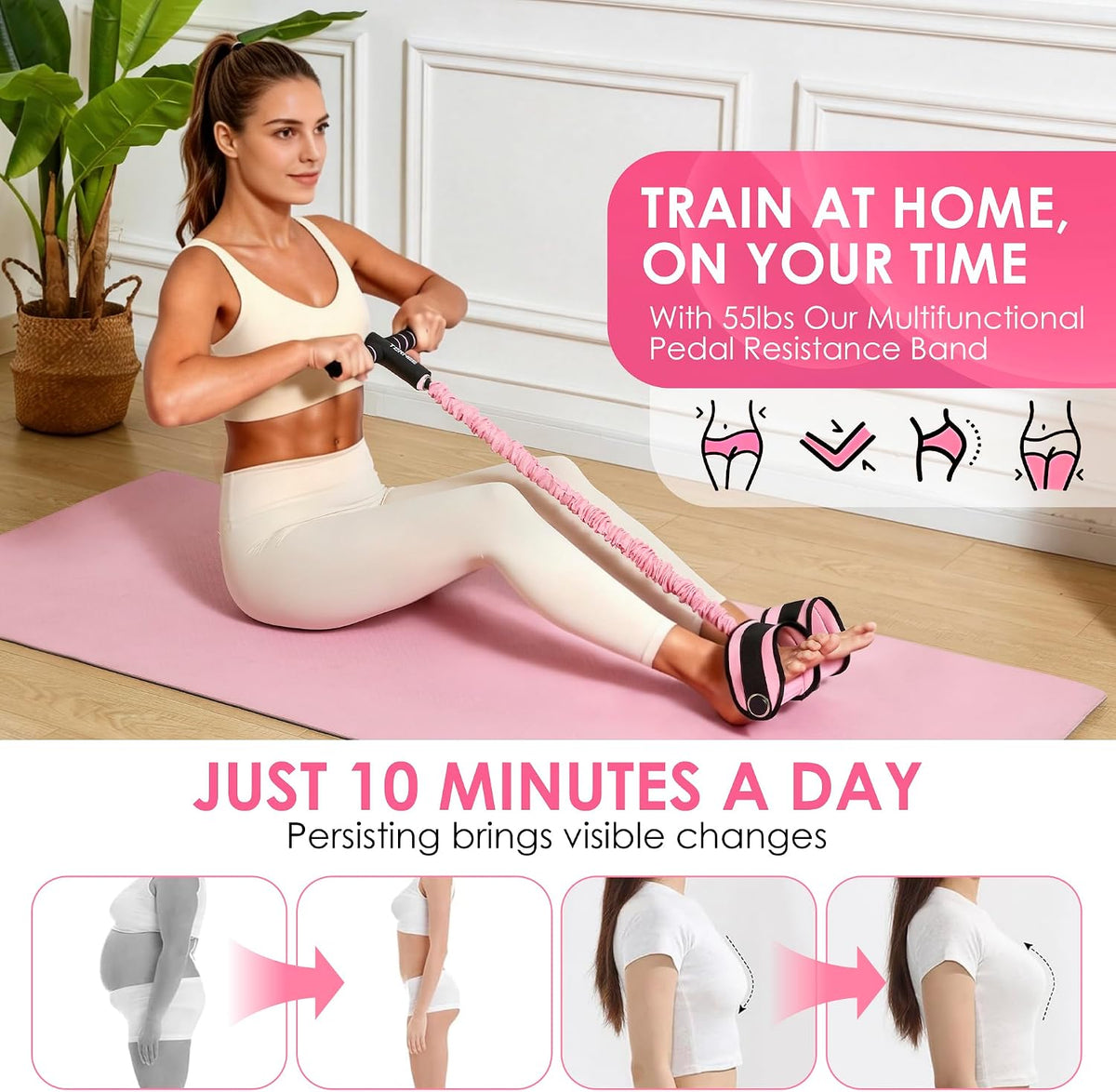 Pedal Resistance Bands with Handles Working Out Exercise Equipment for Legs
