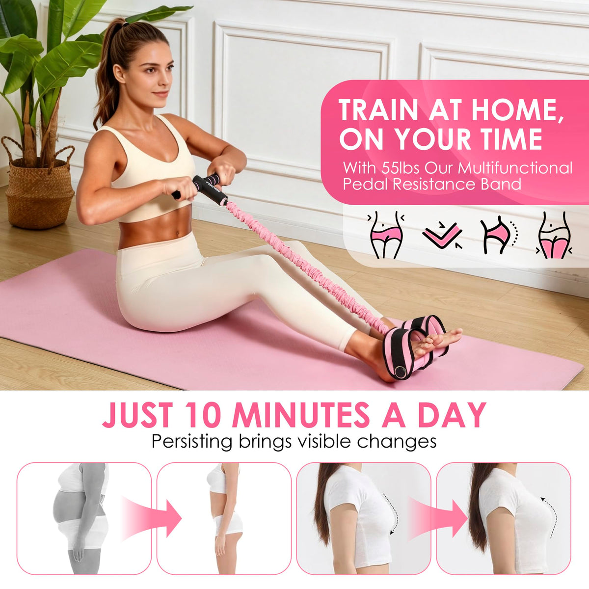 Pedal Resistance Bands with Handles Working Out Exercise Equipment for Legs