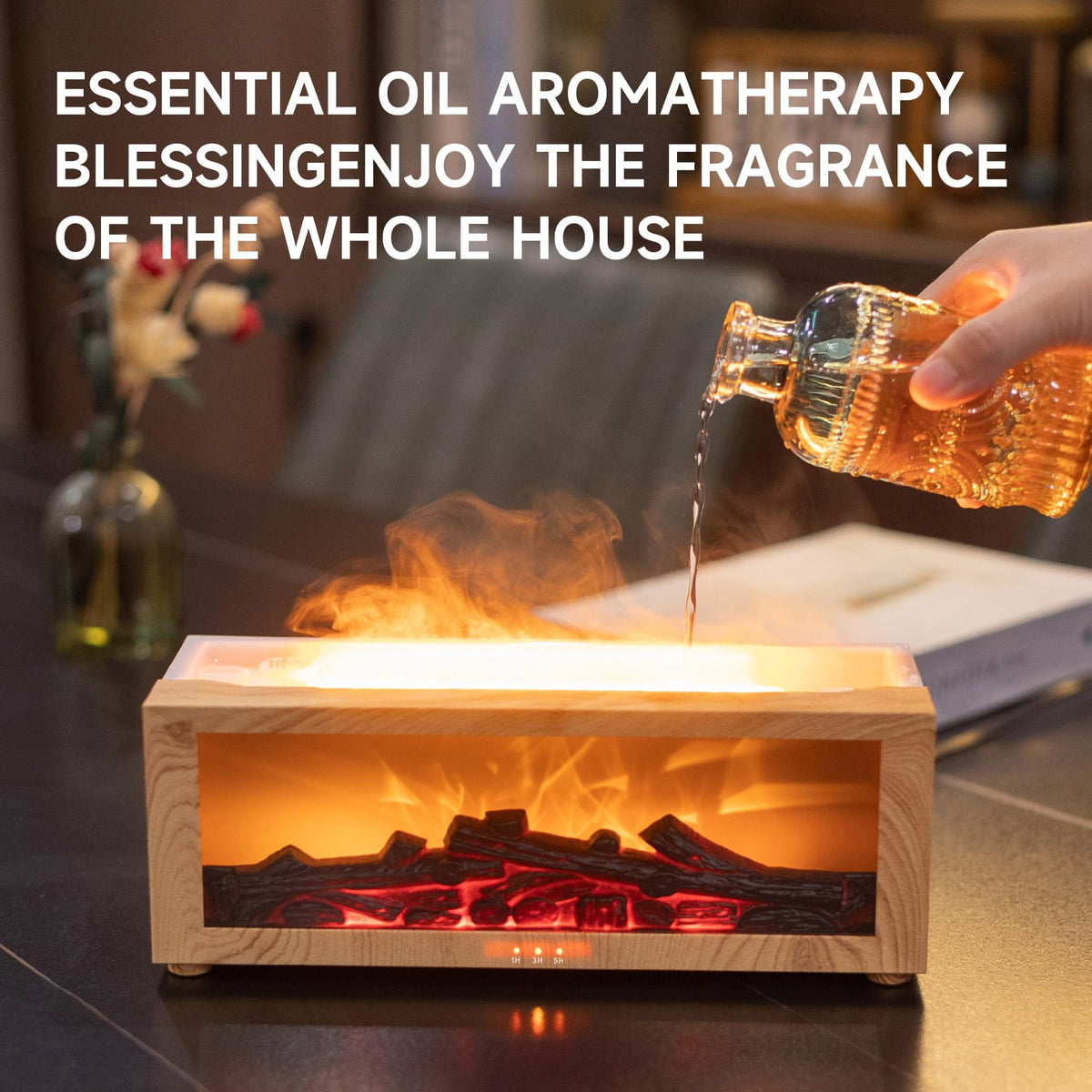 Flame Diffuser Humidifier, Essential Oil Diffuser with Fireplace Effect