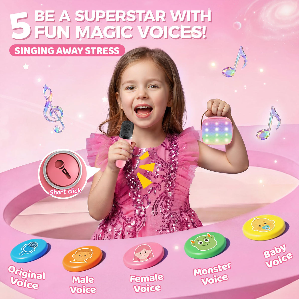 YLL Karaoke Machine for Kids, Birthday Gifts for Girls 3 4 5 6 7+Years Old