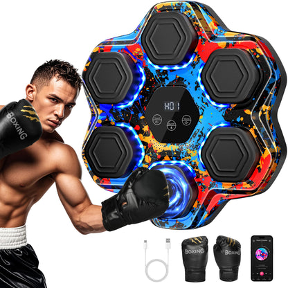 TGLLM Music Boxing Machine, Interactive Punching Trainer with Boxing Gloves, Large Size Wall Mounted Electronic Boxing Target for Adult Kids, 9 Modes & 9 Speeds