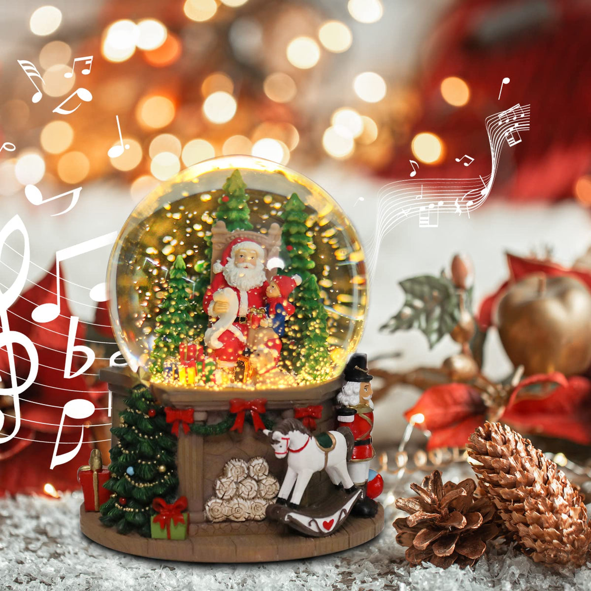Musical Snow Globe with Color Changing LED Lights, Snowman Music Box