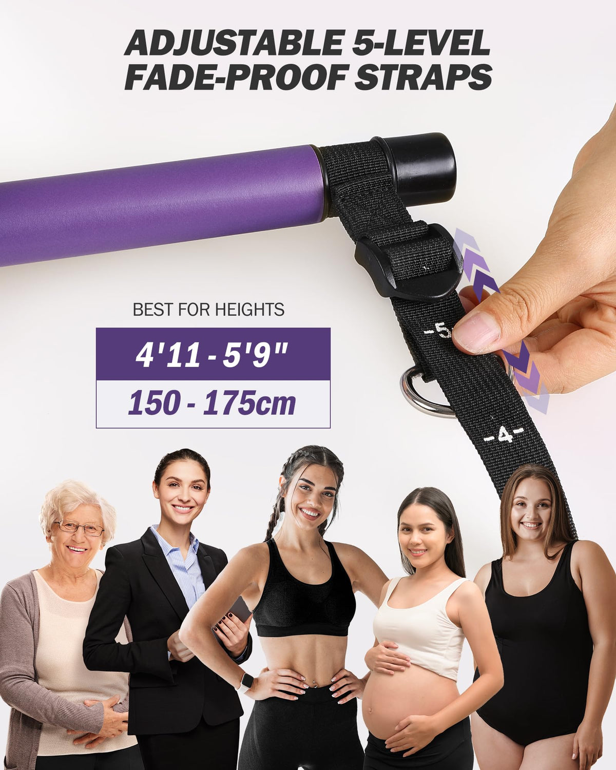 Upgraded Pilates Bar Kit with Resistance Bands Natural Latex for Women & Men, Heavy-Duty Stainless Steel Multifunctional Yoga Pilates Stick for Home Gym Exercise Fitness Equipment Full-Body Workouts
