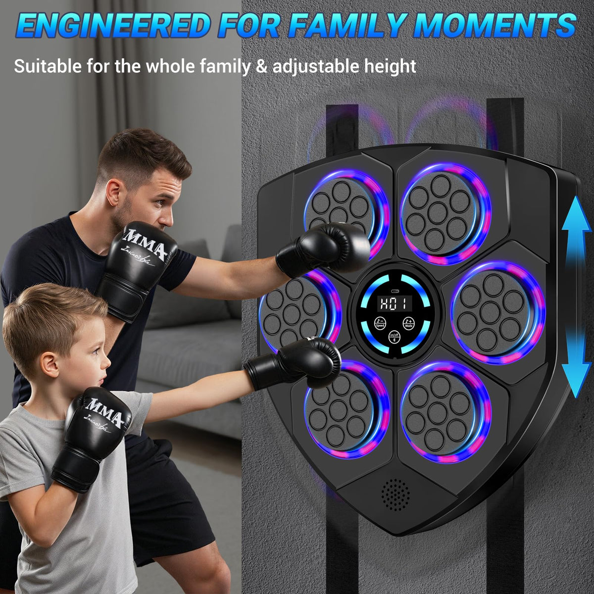 TGLLM Music Boxing Machine, Interactive Punching Trainer with Boxing Gloves, Large Size Wall Mounted Electronic Boxing Target for Adult Kids, 9 Modes & 9 Speeds