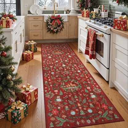 Lahome Christmas 8x10 Living Room Area Rug, Soft Christmas Tree Large Washable Rug for Bedroom, Non Slip Low Pile Indoor Floor Carpet for Home Office Xmas Holiday Decor, Beige