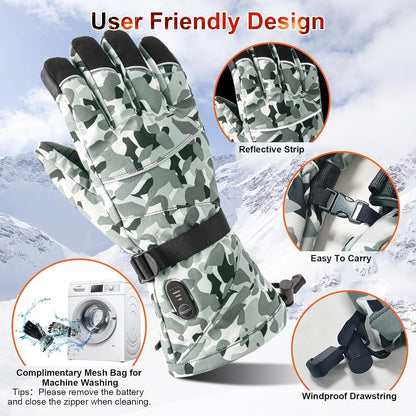 Rechargeable Heated Gloves for Men Women Hand Warmers Winter Ski Gloves