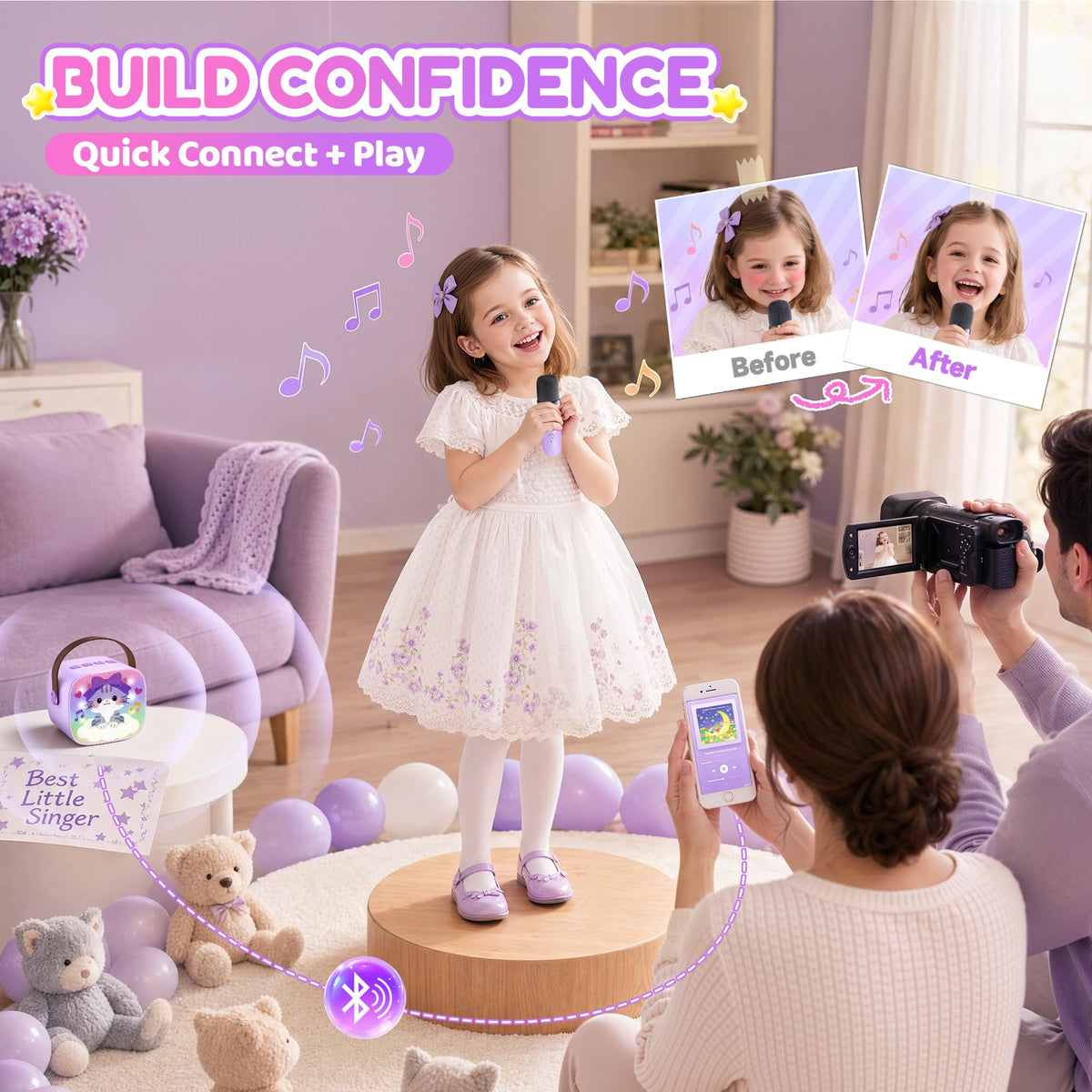 YLL Karaoke Machine for Kids, Birthday Gifts for Girls 3 4 5 6 7+Years Old