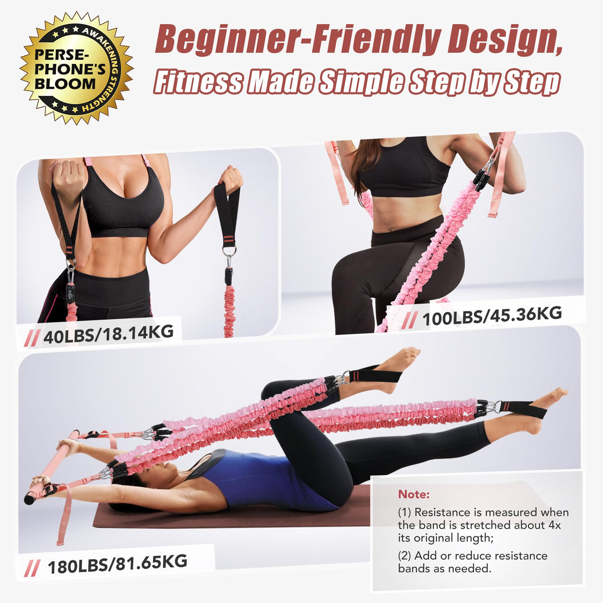 Upgraded Pilates Bar Kit with Resistance Bands Natural Latex for Women & Men, Heavy-Duty Stainless Steel Multifunctional Yoga Pilates Stick for Home Gym Exercise Fitness Equipment Full-Body Workouts