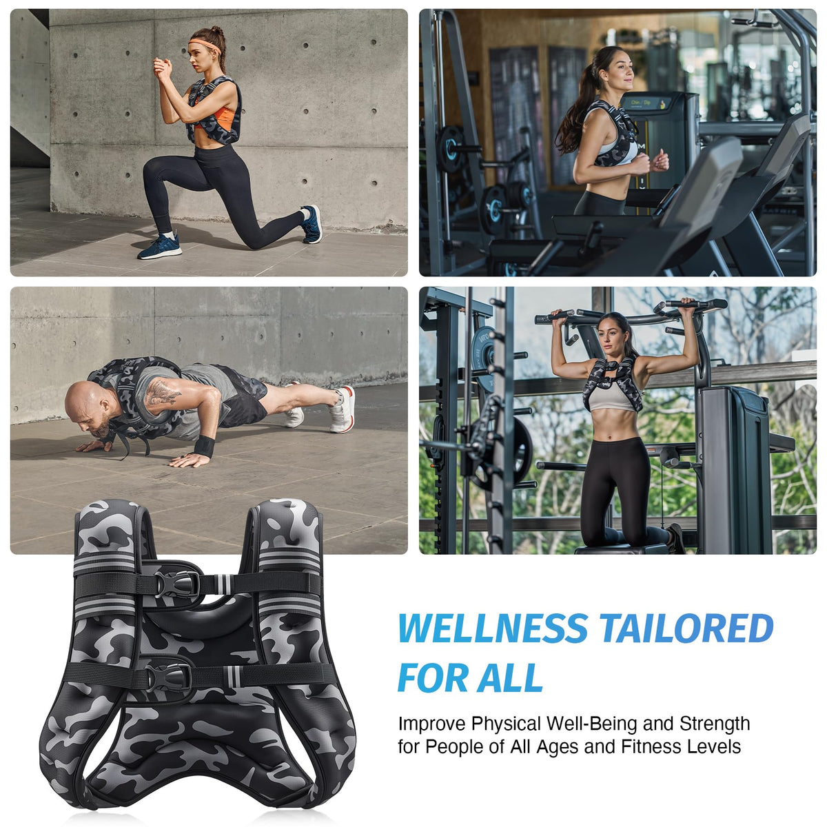 ZELUS Weighted Vest, 6lb/8lb/12lb/16lb/20lb/25lb/30lb Weight Vest with Reflective Stripe for Workout, Strength Training, Running, Fitness, Muscle Building, Weight Loss, Weightlifting