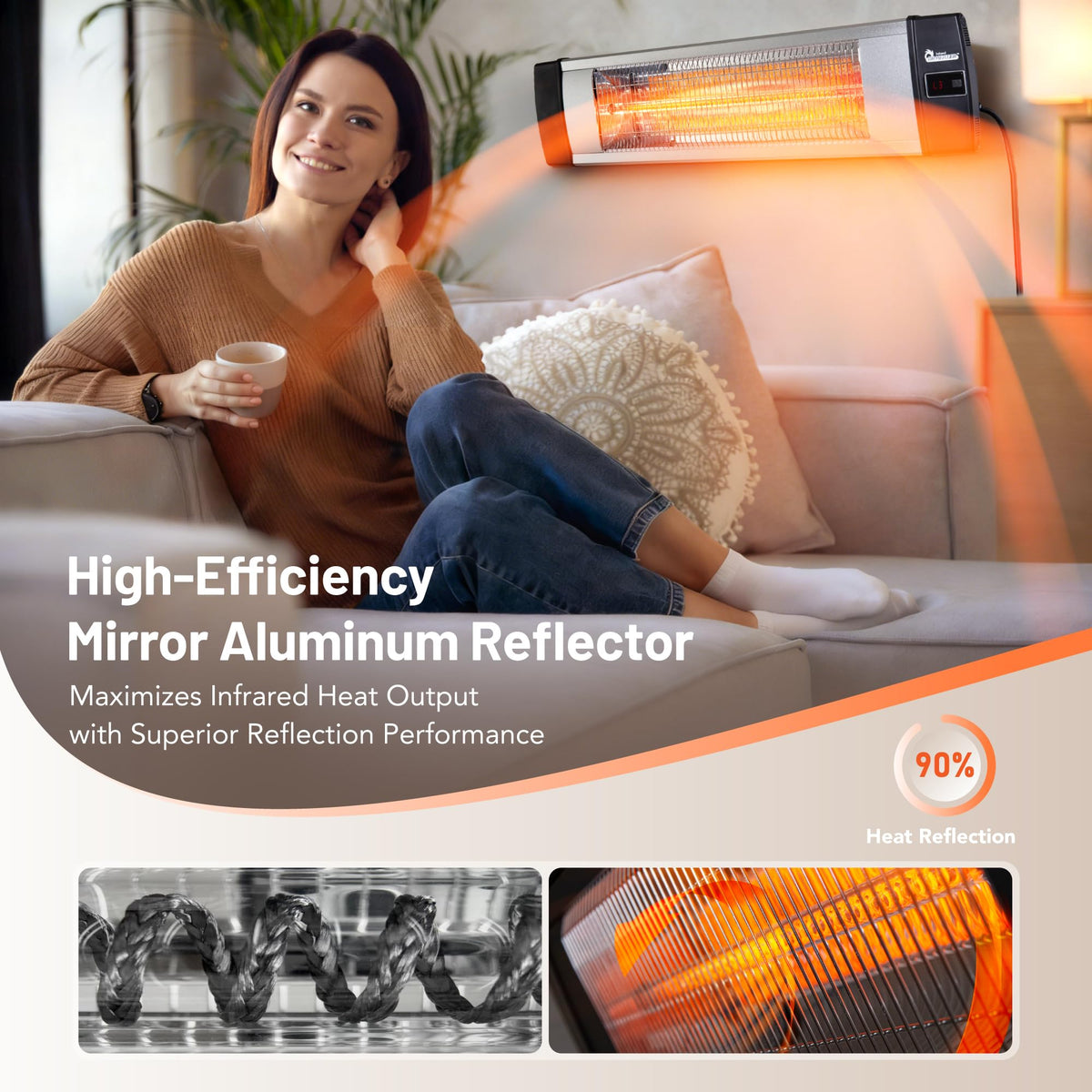 DR. INFRARED HEATER Portable Infrared Indoor and Outdoor Space Heater for Patio, Garage, Commercial & Residential With Remote Control, With Thermostat, Black