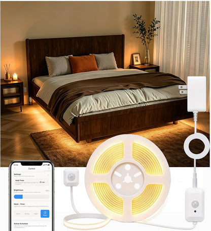 Motion Sensor Under Bed Light, Dual Sensor LED Strip 19.6ft, App Control