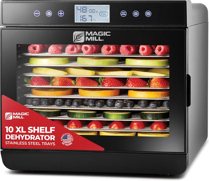 Food Dehydrator with 10 Stainless Steel Trays, 700W, Digital Timer