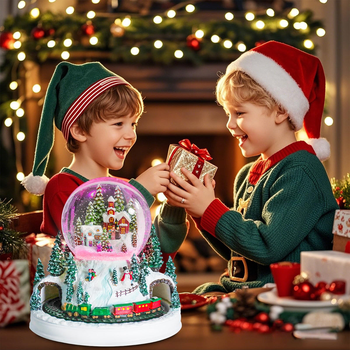 Musical Snow Globe with Color Changing LED Lights, Snowman Music Box