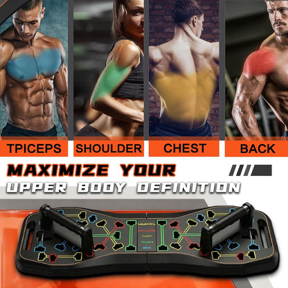 Upgraded Push Up Board,36 in 1 Home Gym Equipment with Ab Roller Wheel & Resistance Bands, Portable Foldable Workout Board for Full Body Strength Training Men Women,Gift for Boyfriend