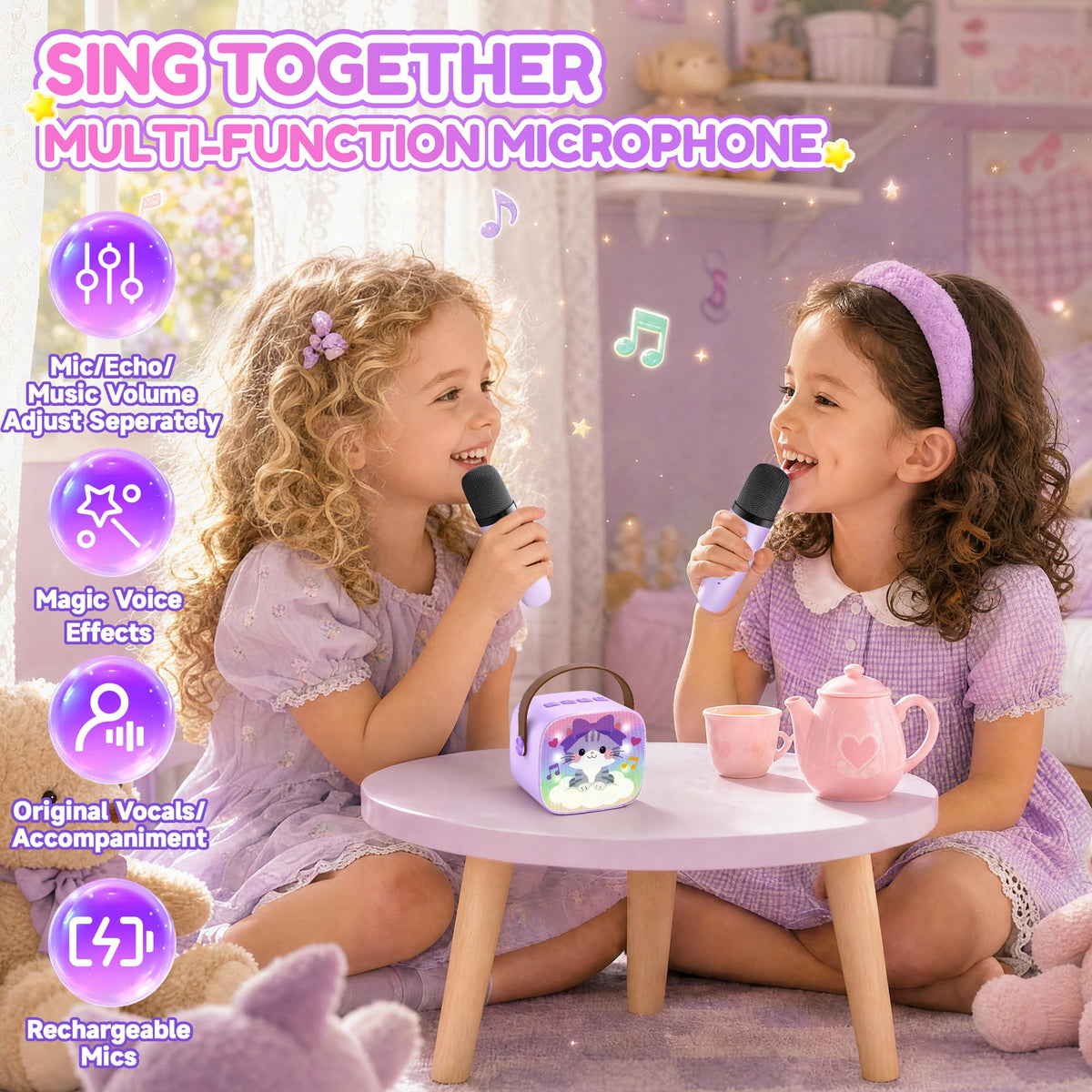 YLL Karaoke Machine for Kids, Birthday Gifts for Girls 3 4 5 6 7+Years Old