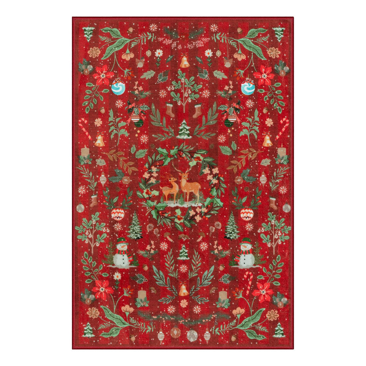Lahome Christmas 8x10 Living Room Area Rug, Soft Christmas Tree Large Washable Rug for Bedroom, Non Slip Low Pile Indoor Floor Carpet for Home Office Xmas Holiday Decor, Beige