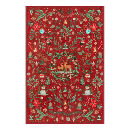 Lahome Christmas 8x10 Living Room Area Rug, Soft Christmas Tree Large Washable Rug for Bedroom, Non Slip Low Pile Indoor Floor Carpet for Home Office Xmas Holiday Decor, Beige