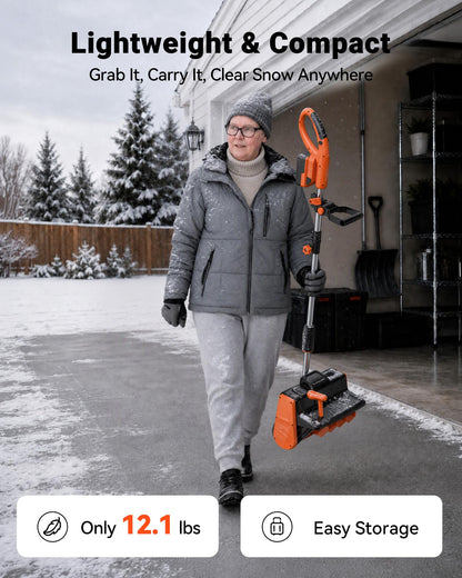 VOLTASK Cordless Snow Shovel, 24V | 13-Inch | 4-Ah Cordless Snow Blower, Battery Snow Blower with Directional Plate & Adjustable Front Handle (4-Ah Battery & Quick Charger Included)