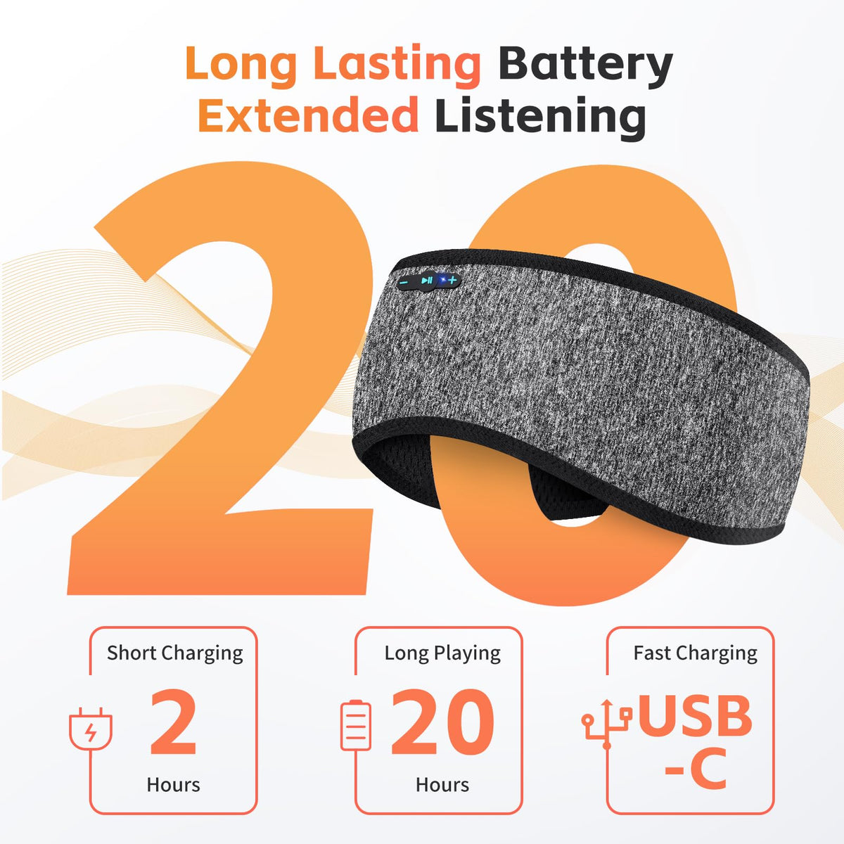 Sleep Headphones Bluetooth 6.0 Headband for Side Sleeper (Black)