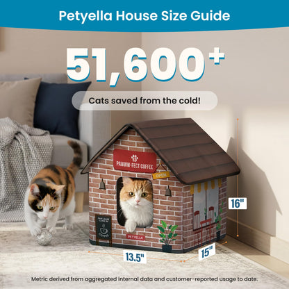 Heated Cat House for Winter, Insulated with Heating Pad & 2 Doors